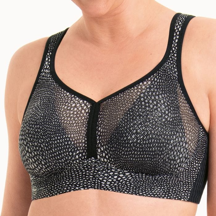 Anita Sports Bra Air control Deltapad bubble Grey cloe up | EnVie Lingerie