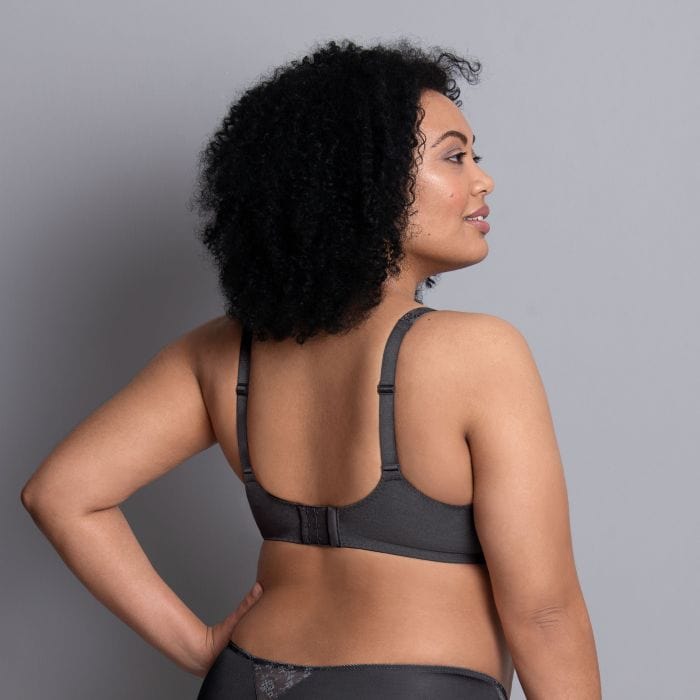 Anita fleur Lace Plunge Bra anthracite Grey Back view | EnVie Lingerie