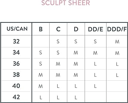 Bravado Sculpt sheer Bra Size chart