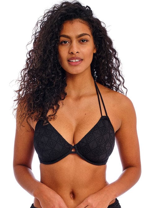 Freya Swim Nomad Nights Black underwired halter bikini top | EnVie Lingerie