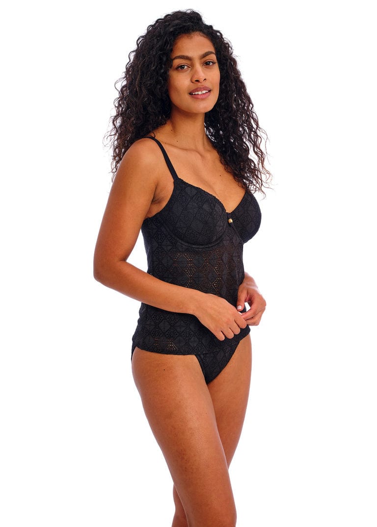 Freya Swim Nomad Nights Black Underwired Plunge Tankini Top side view