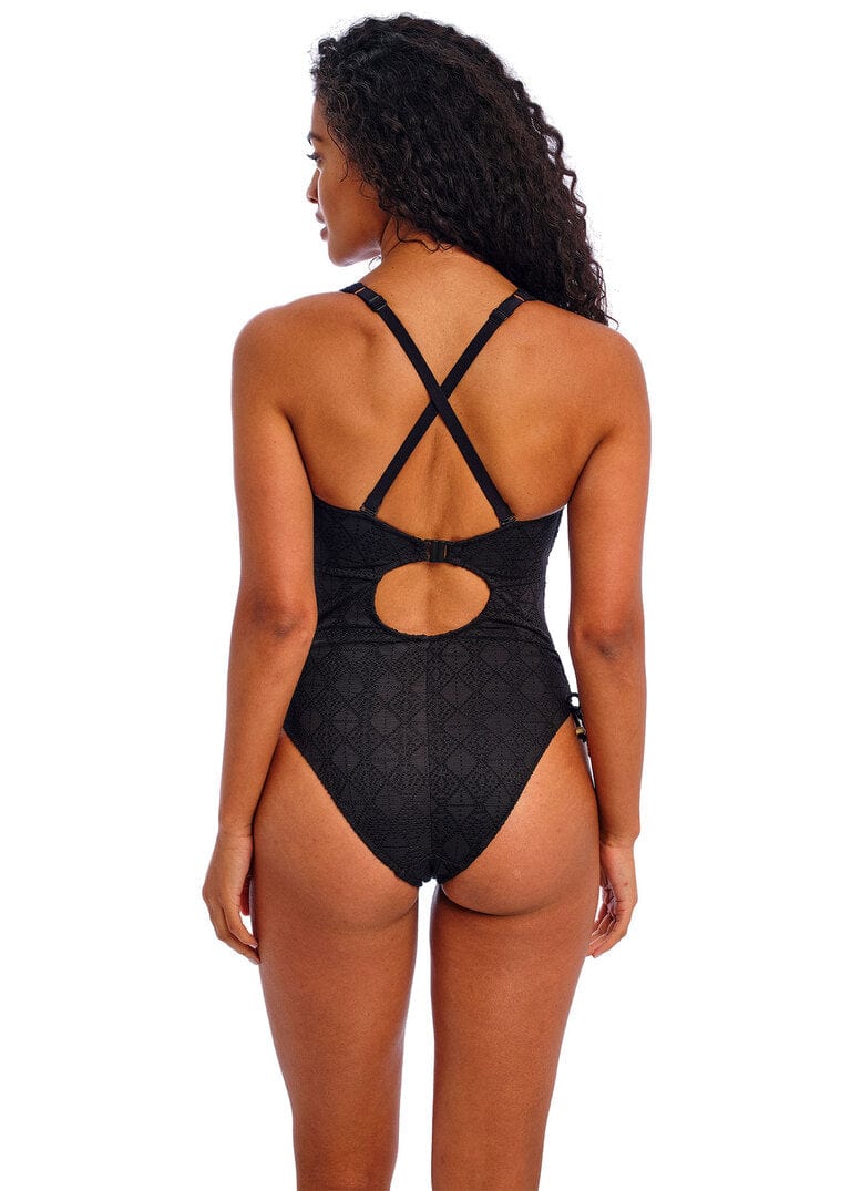 Freya Swim Nomad Nights Black Underwired Swimsuit Back view with cross straps