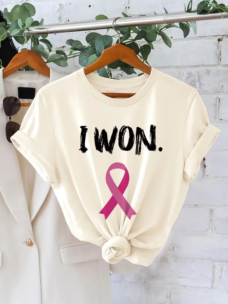 Breast Cancer T Shirt I Won Cream | EnVie Lingerie