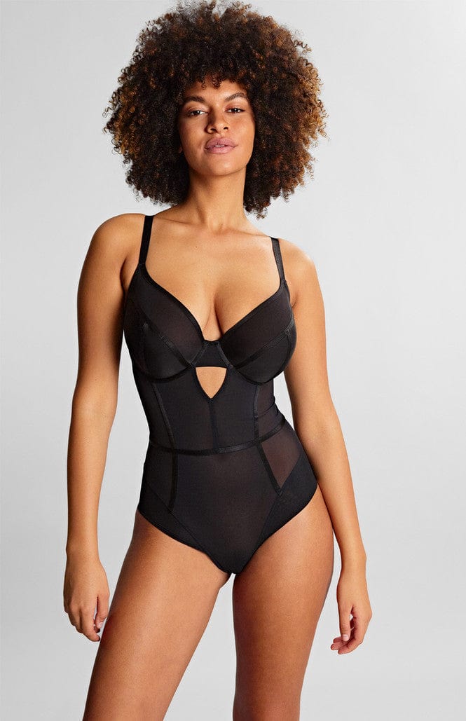 Panache Tango Essence Plunge bodysuit in Black | EnVie Lingerie