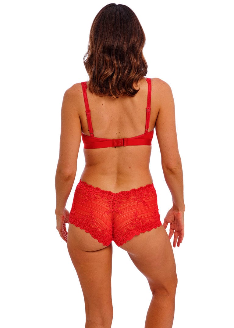 Wacoal Lingerie Embrace Lace Equestrian red boy short Back view | EnVie Lingerie